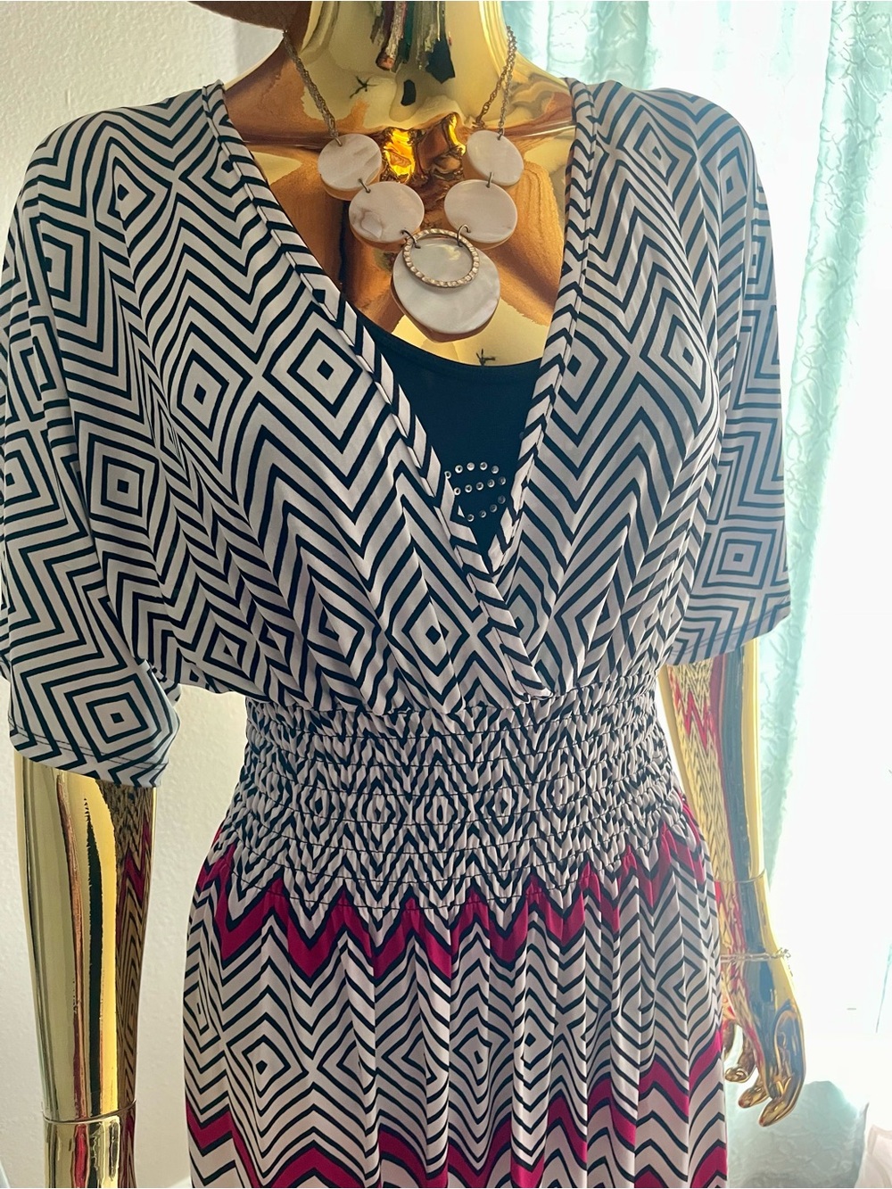 5th & Love Women’s Large Fuchsia Geometric Maxi Dress